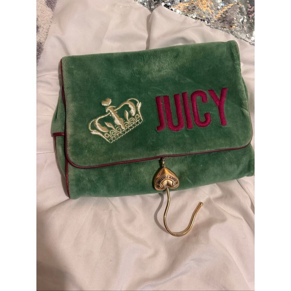 Y2k juicy couture velour makeup cosmetic organizer bag case